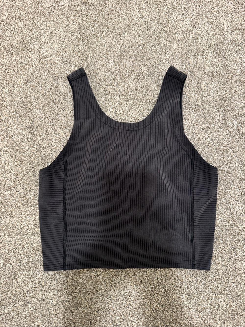 Black Ribbed Tank Crop Top - Women